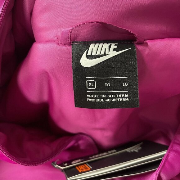 Womens Nike Jacket XL Long NSW Parka Thermal Insulation Loose Fit Fuchsia Purple - Picture 9 of 10